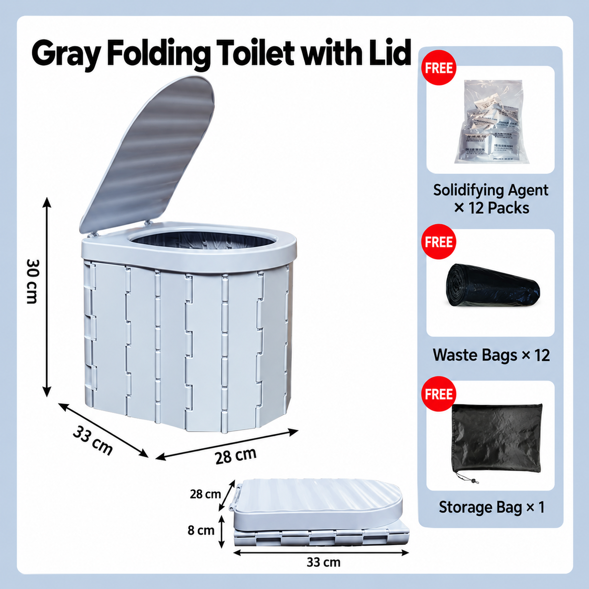 🏕️ Portable Folding Camping Toilet – Compact Storage for Camping & Road Trips