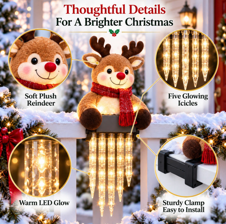🐾 Santa Paws Christmas Porch Glow – Lighted Dog Railing Decor 🎄✨