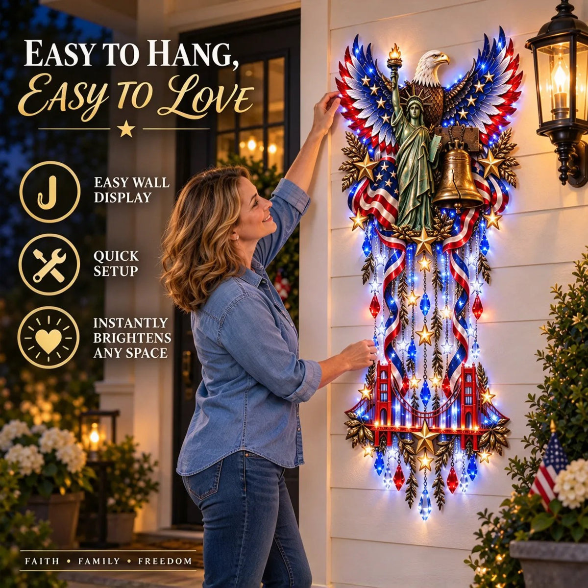 Easy hanging American Pride LED Wall Decor