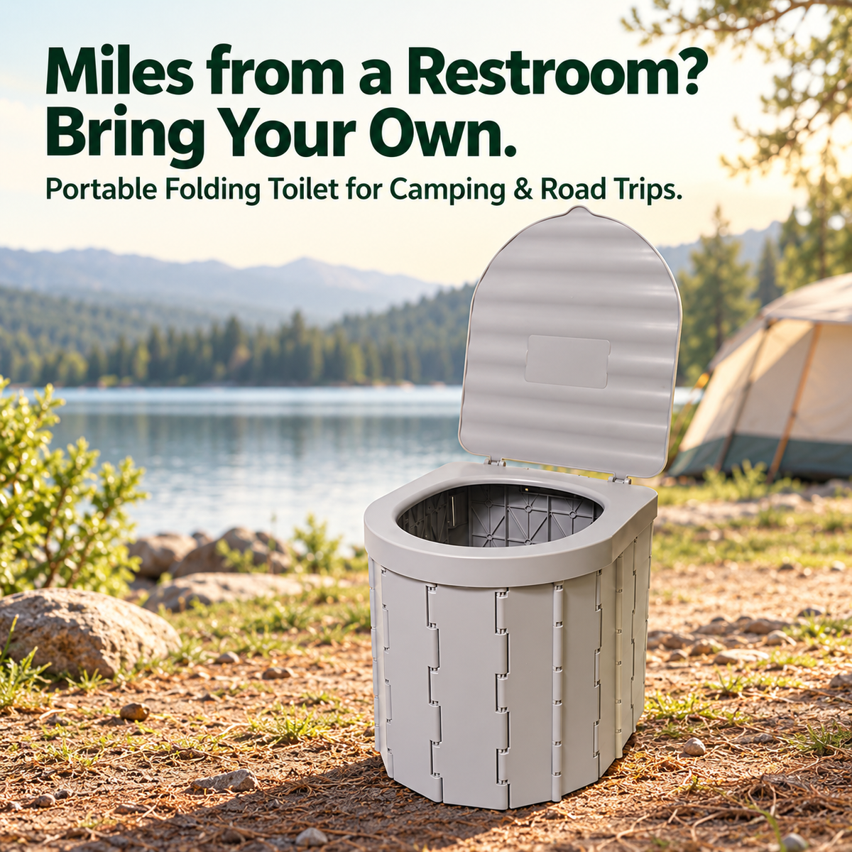 🏕️ Portable Folding Camping Toilet – Compact Storage for Camping & Road Trips