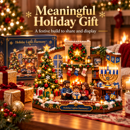 🕎✨ Holiday Lights Harmony™ – Christmas & Hanukkah Light-Up Family Building Set