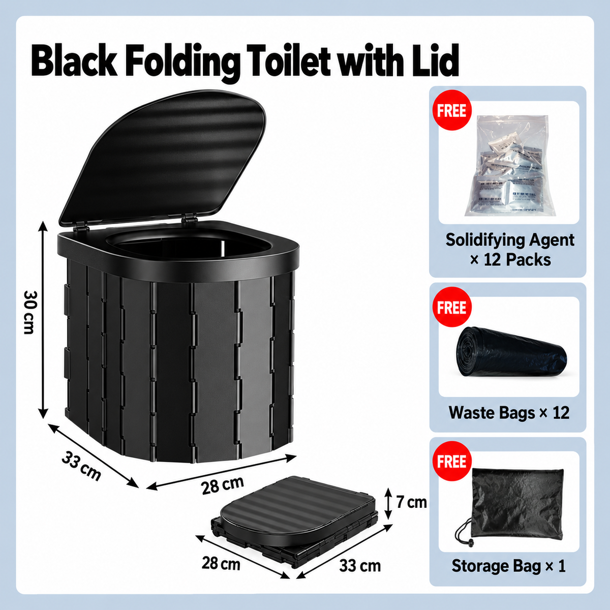 🏕️ Portable Folding Camping Toilet – Compact Storage for Camping & Road Trips