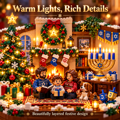 🕎✨ Holiday Lights Harmony™ – Christmas & Hanukkah Light-Up Family Building Set