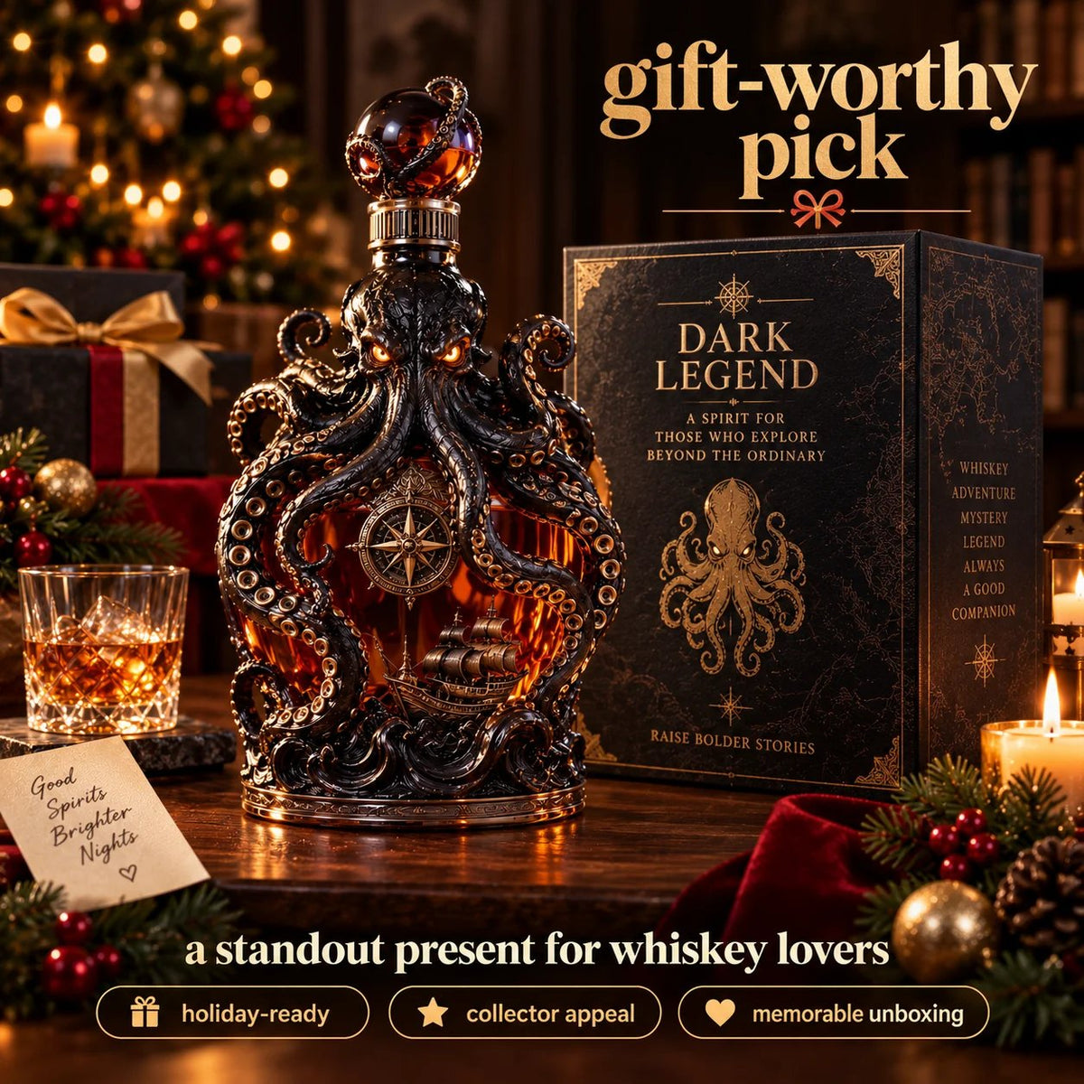 🐙Dark Abyss Kraken Decanter – Sculpted Collector Bottle for Home Bar & Gifting