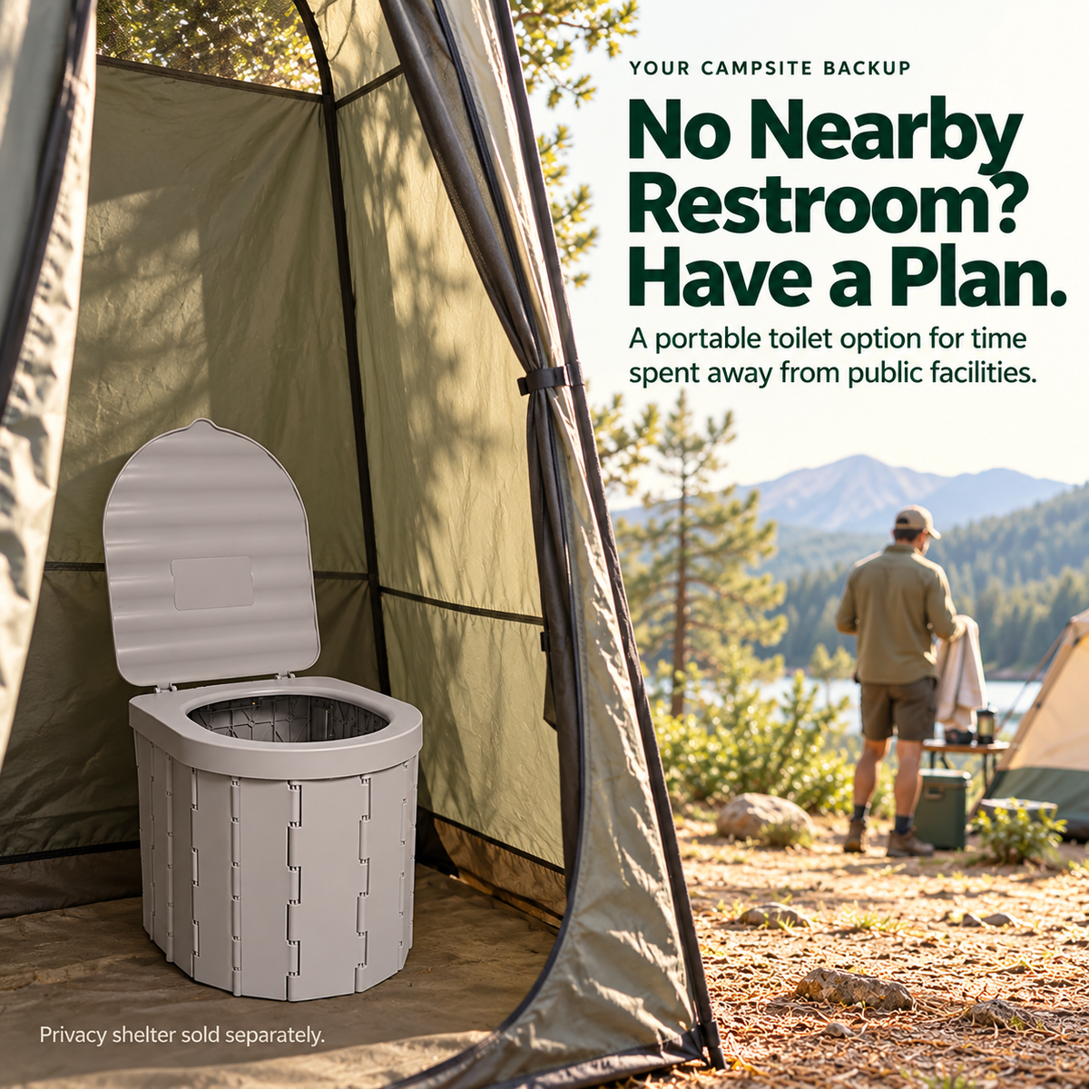 🏕️ Portable Folding Camping Toilet – Compact Storage for Camping & Road Trips