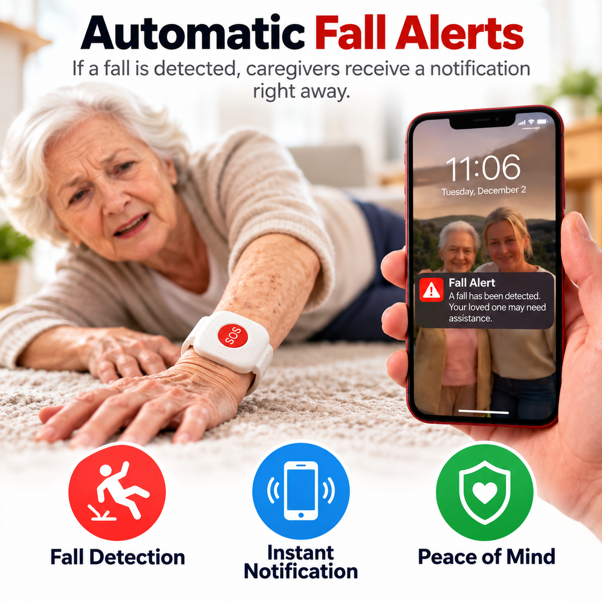 ❤️ SafeLink™ SOS Safety Watch – One-Touch Help & Fall Alert Support for Seniors