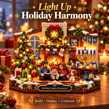 🕎✨ Holiday Lights Harmony™ – Christmas & Hanukkah Light-Up Family Building Set