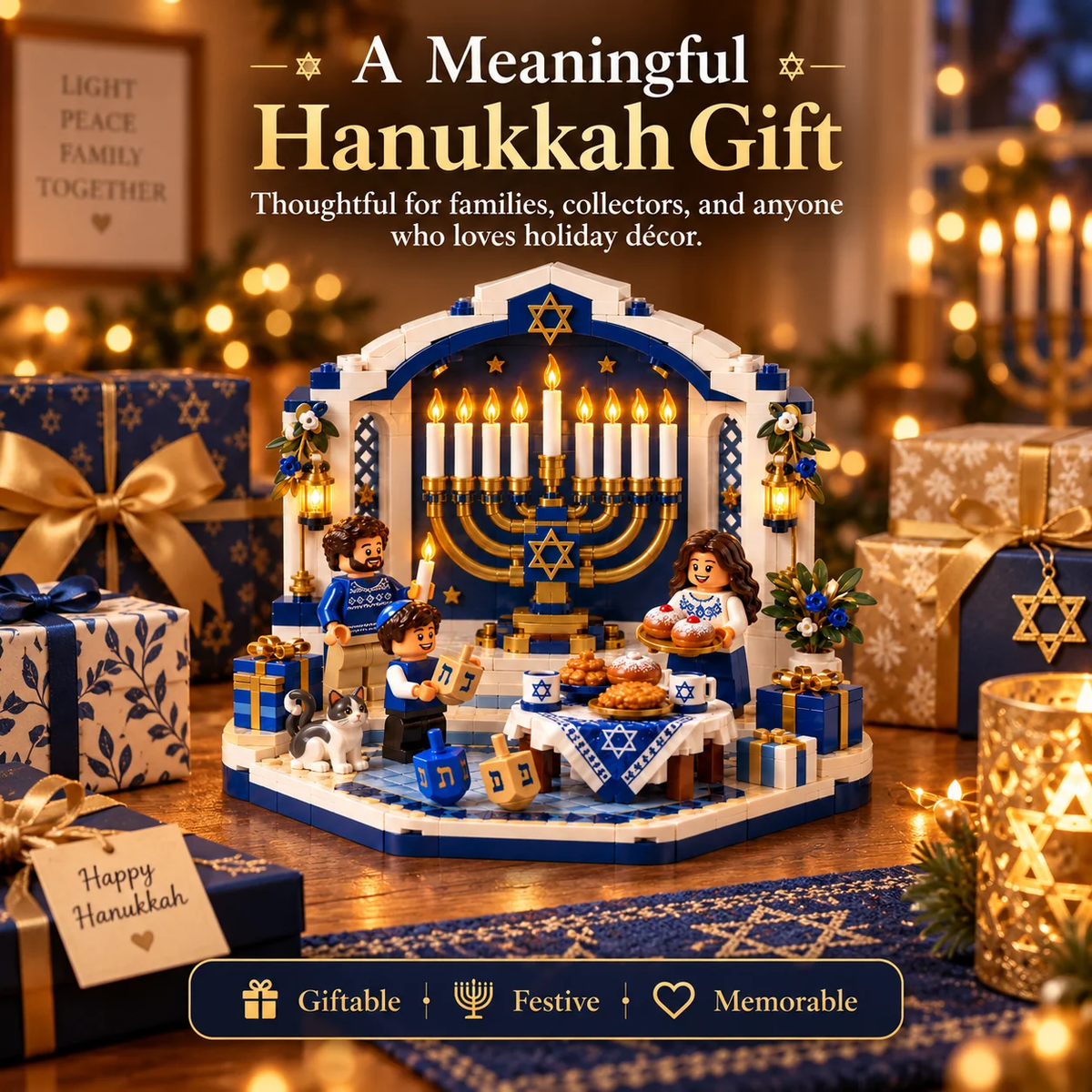 🕎✨ Holiday Lights Harmony™ – Christmas & Hanukkah Light-Up Family Building Set