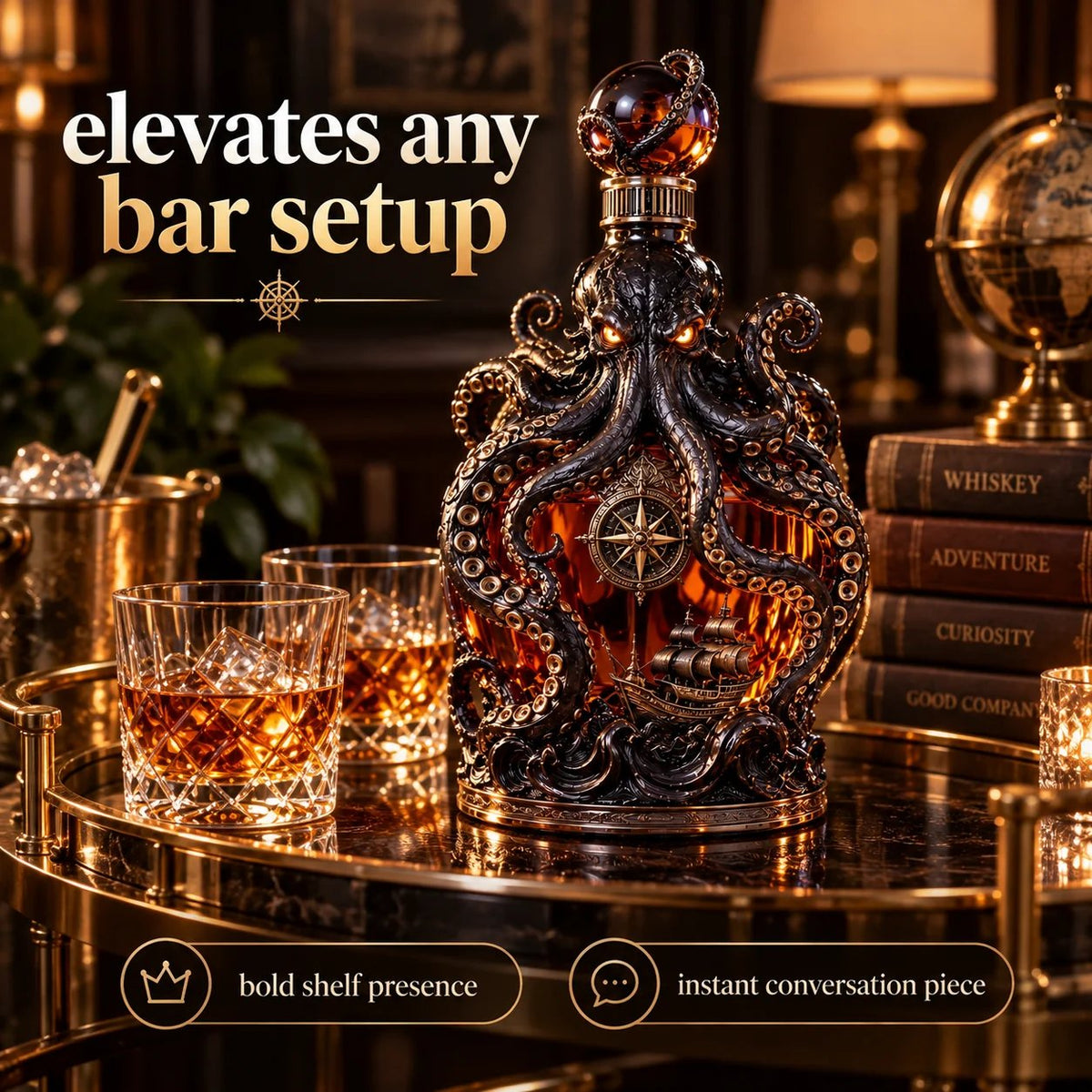 🐙Dark Abyss Kraken Decanter – Sculpted Collector Bottle for Home Bar & Gifting