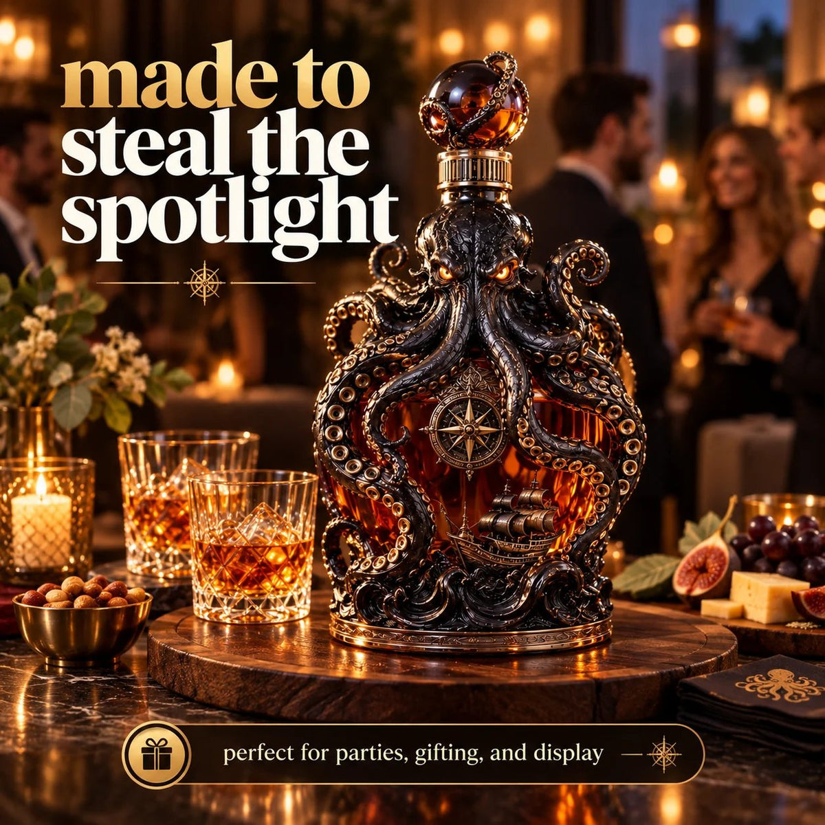 🐙Dark Abyss Kraken Decanter – Sculpted Collector Bottle for Home Bar & Gifting