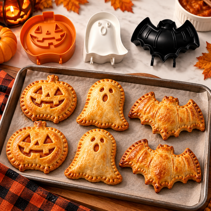 🎃 3-Pack Halloween Hand Pie Molds – Pumpkin, Ghost & Bat Press & Seal Pie Makers