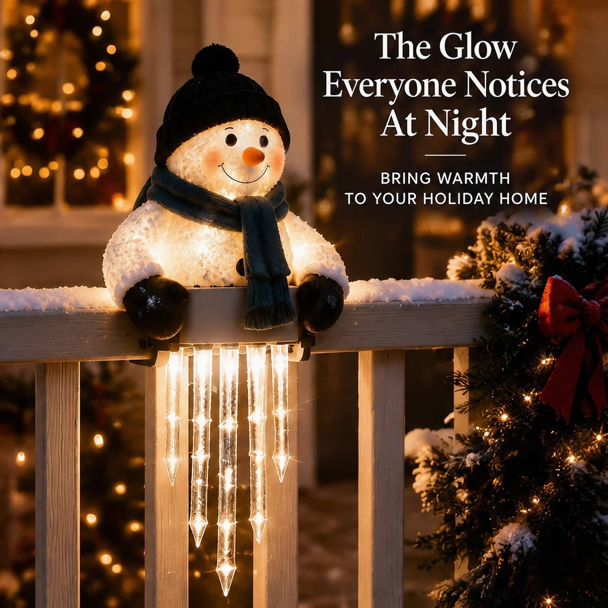 🐾 Santa Paws Christmas Porch Glow – Lighted Dog Railing Decor 🎄✨