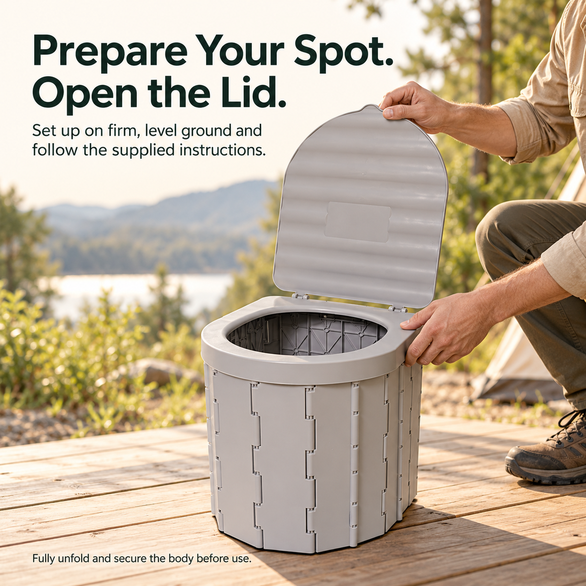 🏕️ Portable Folding Camping Toilet – Compact Storage for Camping & Road Trips