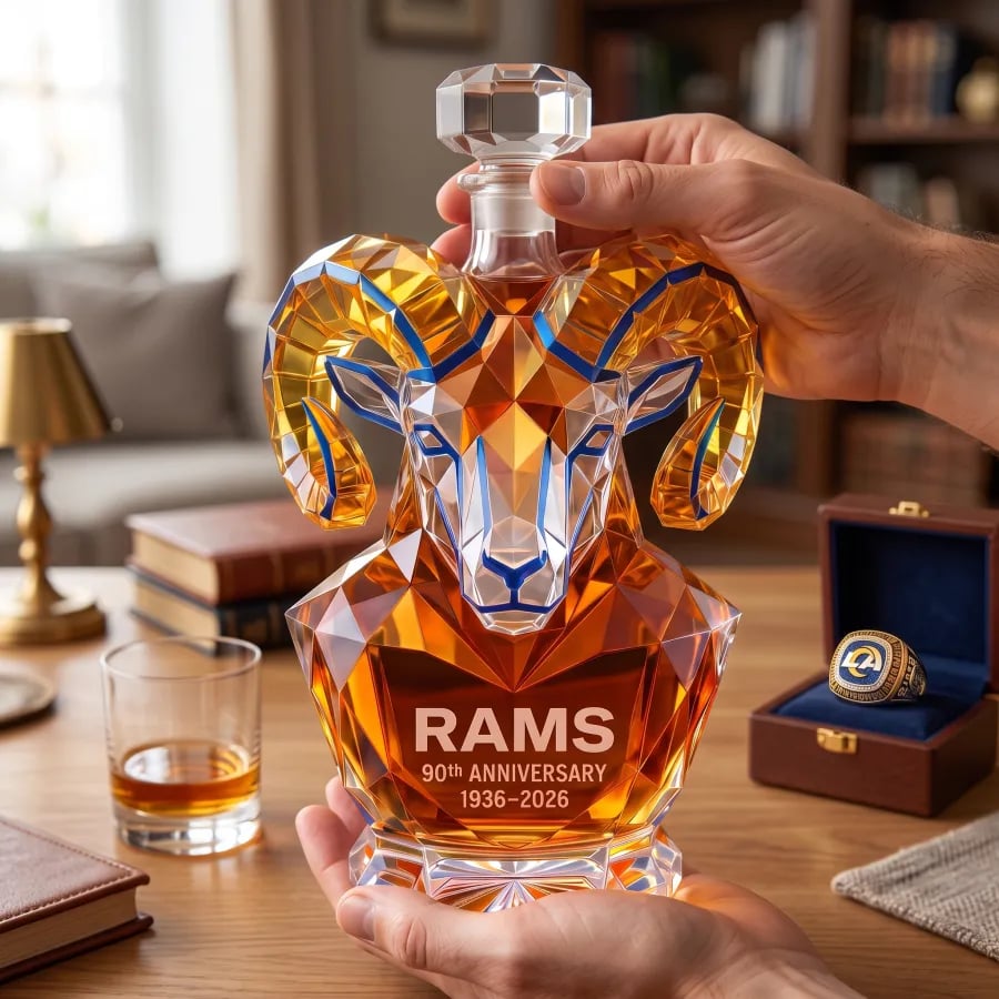 ⭐️Los -Angeles- Rams 90th Anniversary Sculpted Collector's Decanter🏆