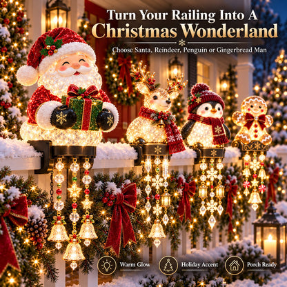🎄 Christmas Porch Railing Lights – 4 Festive Character Designs