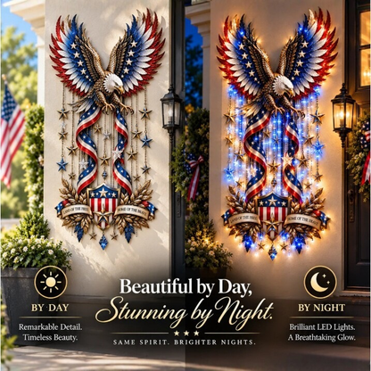 🦅 American Pride LED Waterfall Wall Decor – Patriotic Eagle & Liberty Lighted Wall Art