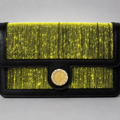 Fiber Optic Light Up Crossbody Bag, 7 Colors Glowing PU Leather Shoulder Purse