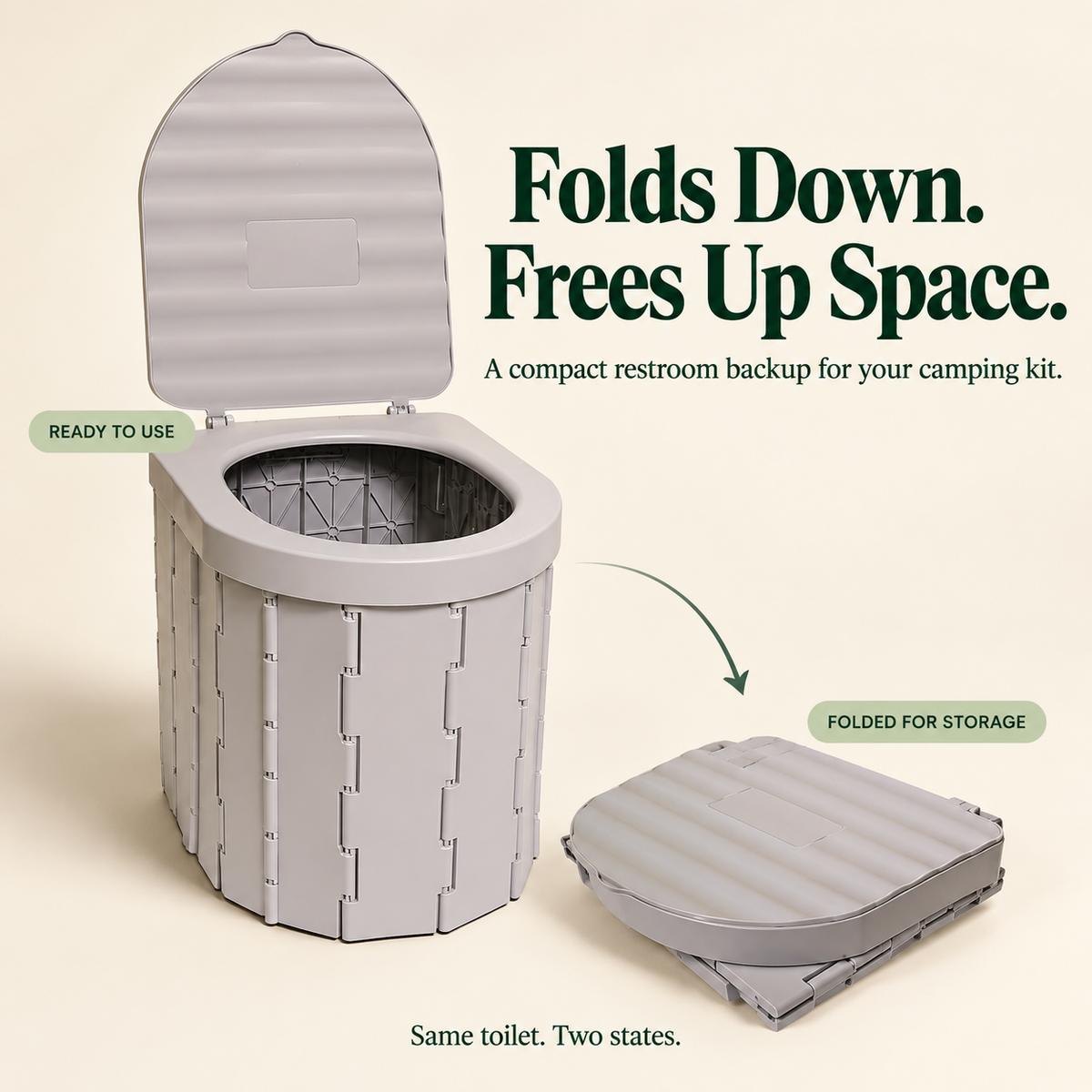 🏕️ Portable Folding Camping Toilet – Compact Storage for Camping & Road Trips