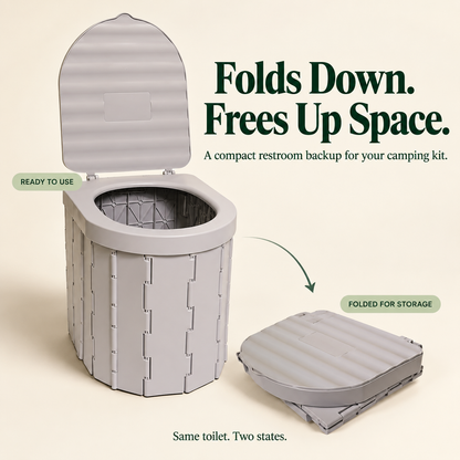 🏕️ Portable Folding Camping Toilet – Compact Storage for Camping & Road Trips