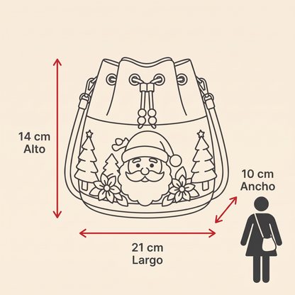 🎄 Merry Christmas Crochet Bucket Bag – Festive Holiday Crossbody Purse